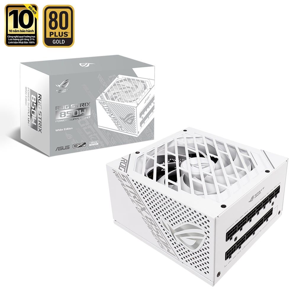 Nguồn Máy Tính Asus Rog Strix 850G White - 80 Plus Gold - Full Modular (850W)