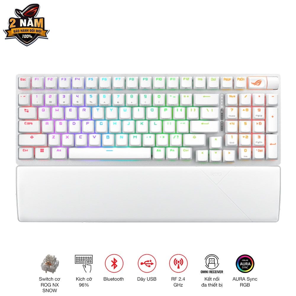 Bàn Phím Asus Rog Strix Scope Ii 96 Wireless Rog Nx Snow Switch White