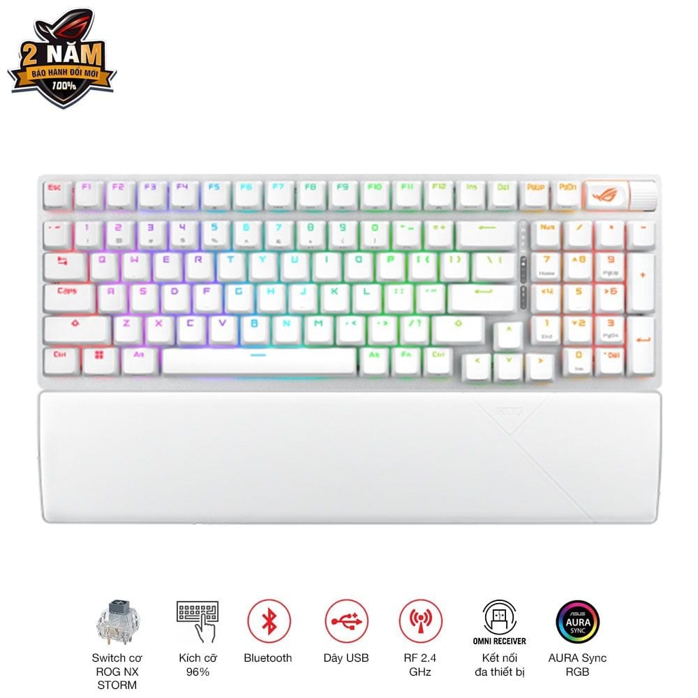 Bàn Phím Asus Rog Strix Scope Ii 96 Wireless Rog Nx Storm Switch White