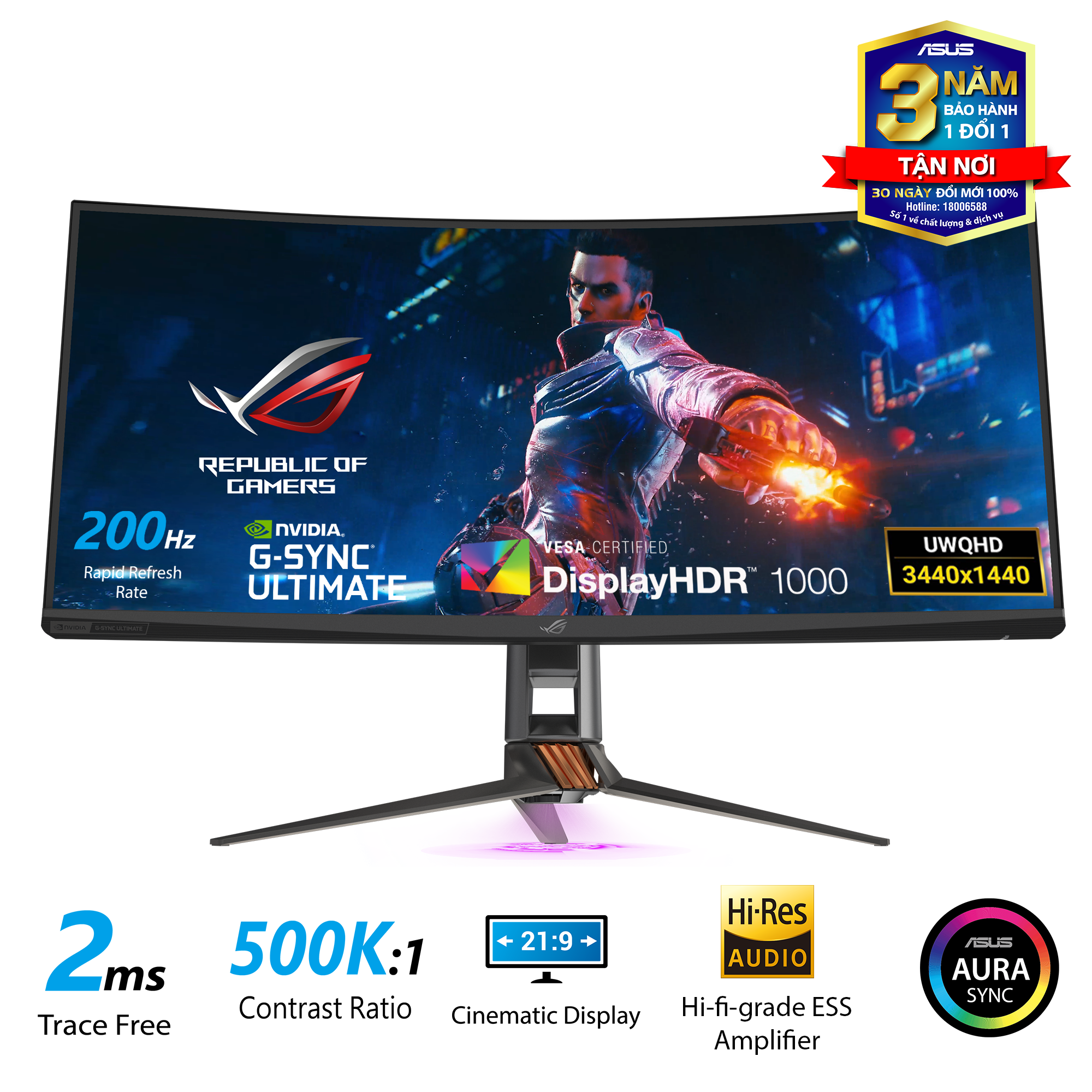 Màn Hình ASUS ROG Strix PG35VQ 35” Curved 2K 200Hz Gsync | GEARVN