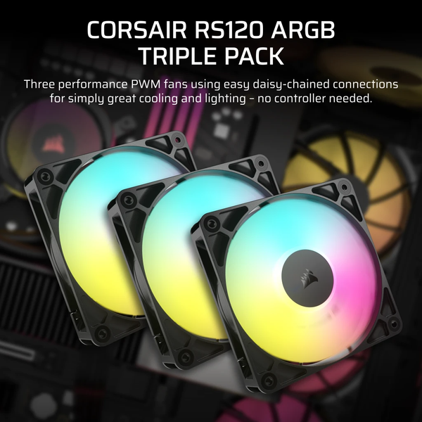  Bộ 3 quạt Corsair RS120 ARGB BLACK (CO-9050181-WW) 