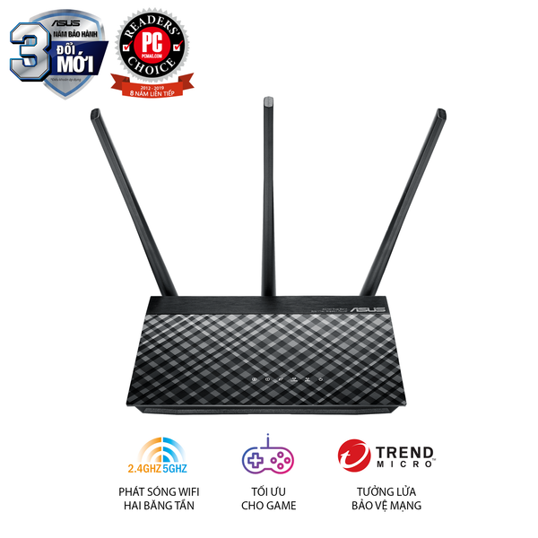 Thiết bị định tuyến không dây Router WIFI ASUS RT-AC53 Chuẩn AC750 Dual Band