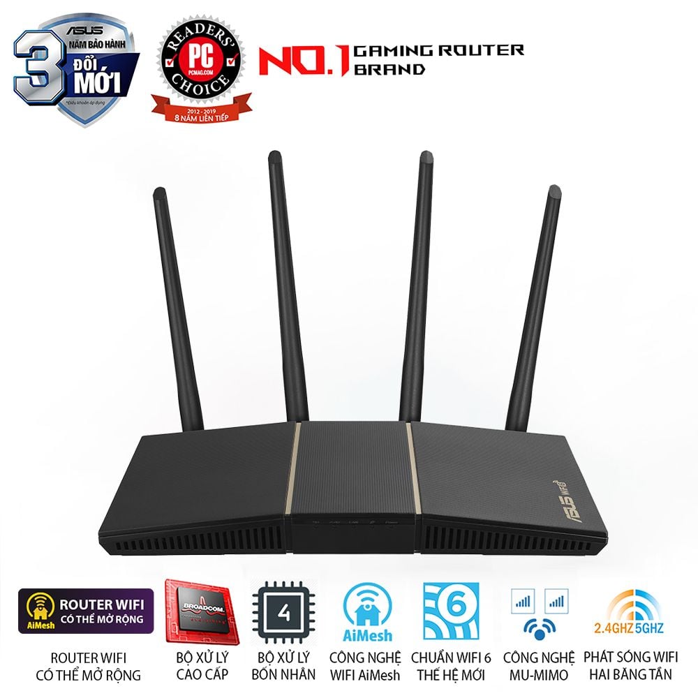 Bộ Định Tuyến Mở Rộng Asus Rt - Ax57 (Ax3000) Dual Band Wifi 6