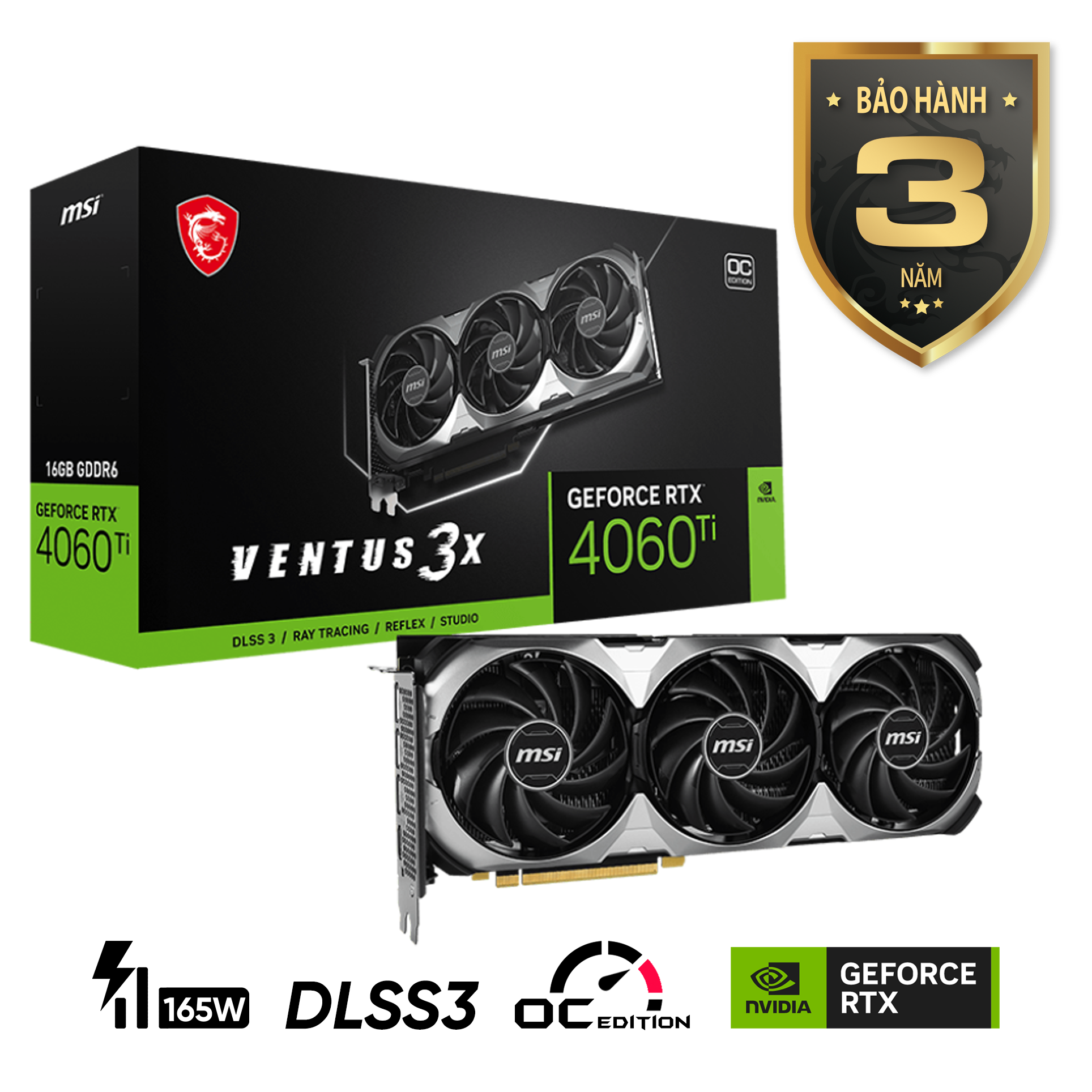 Card Màn Hình Msi Geforce Rtx 4060 Ti Ventus 3X 16G Oc