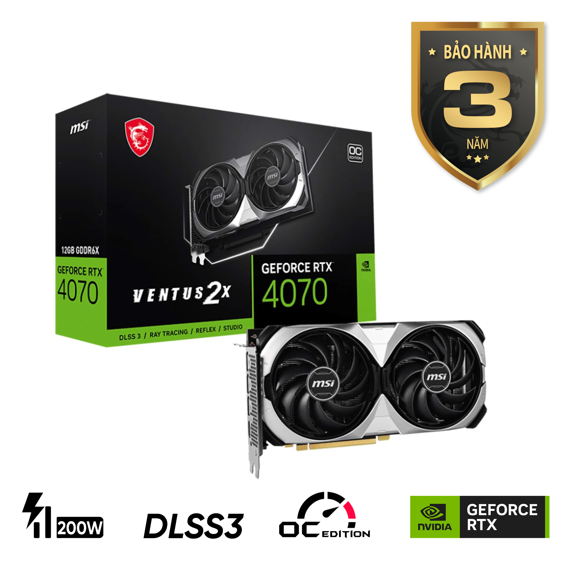 Card Màn Hình Msi Geforce Rtx 4070 Ventus 2X 12Gb Oc