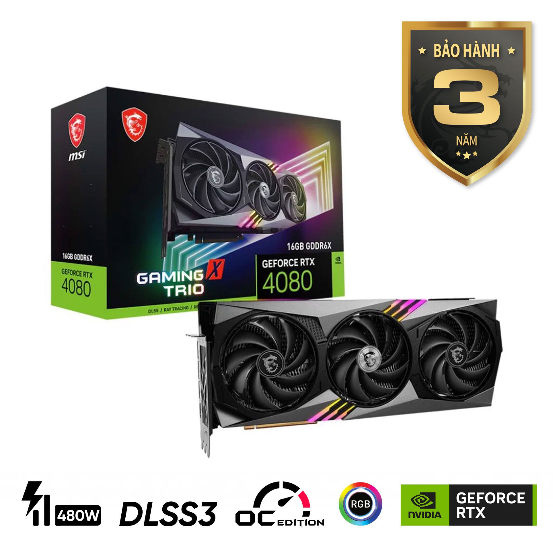 Card Màn Hình Msi Geforce Rtx 4080 Gaming X Trio 16Gb