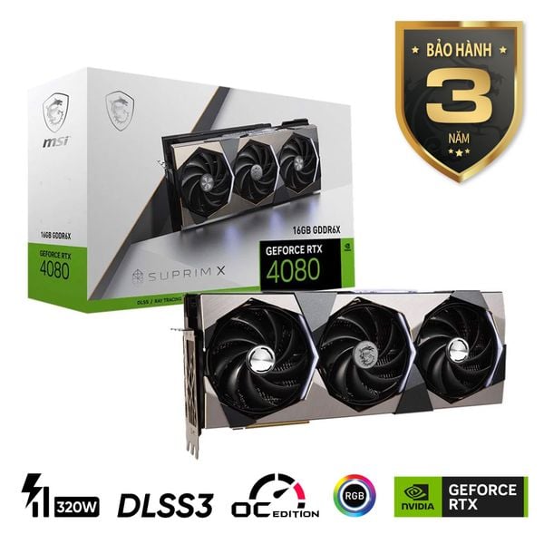  Card màn hình MSI GeForce RTX 4080 SUPRIM X 16GB 