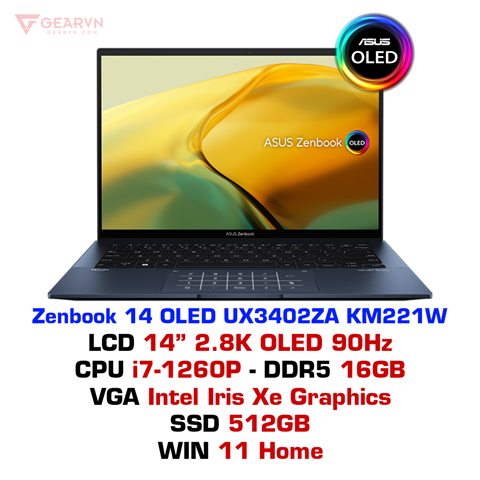  Laptop Asus Zenbook 14 OLED UX3402ZA KM221W 
