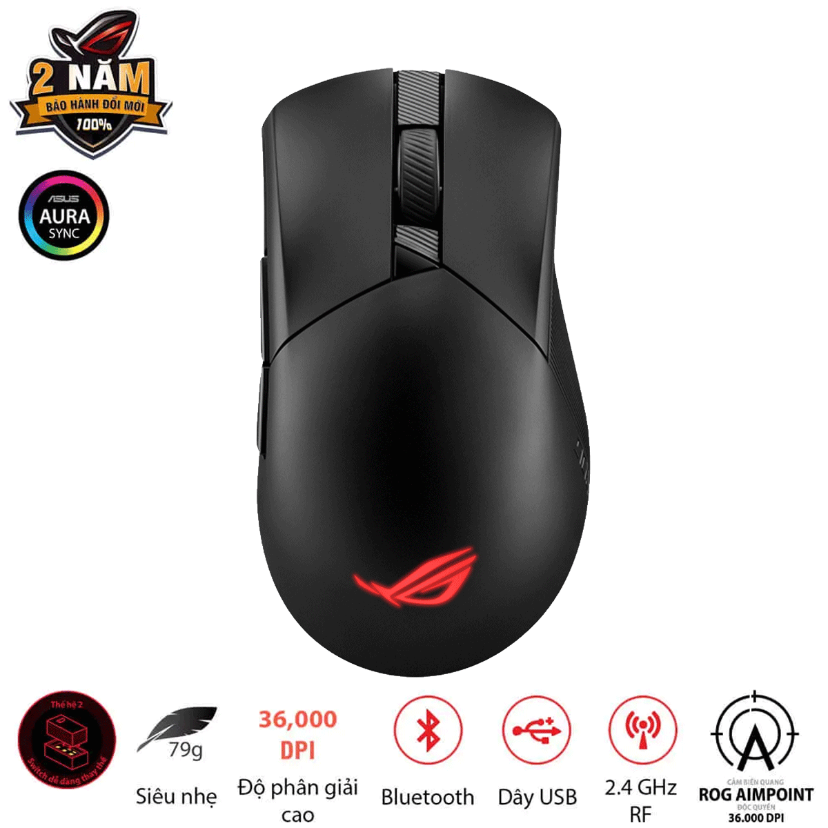 Chuột Asus Rog Gladius Iii Wireless Aimpoint Black