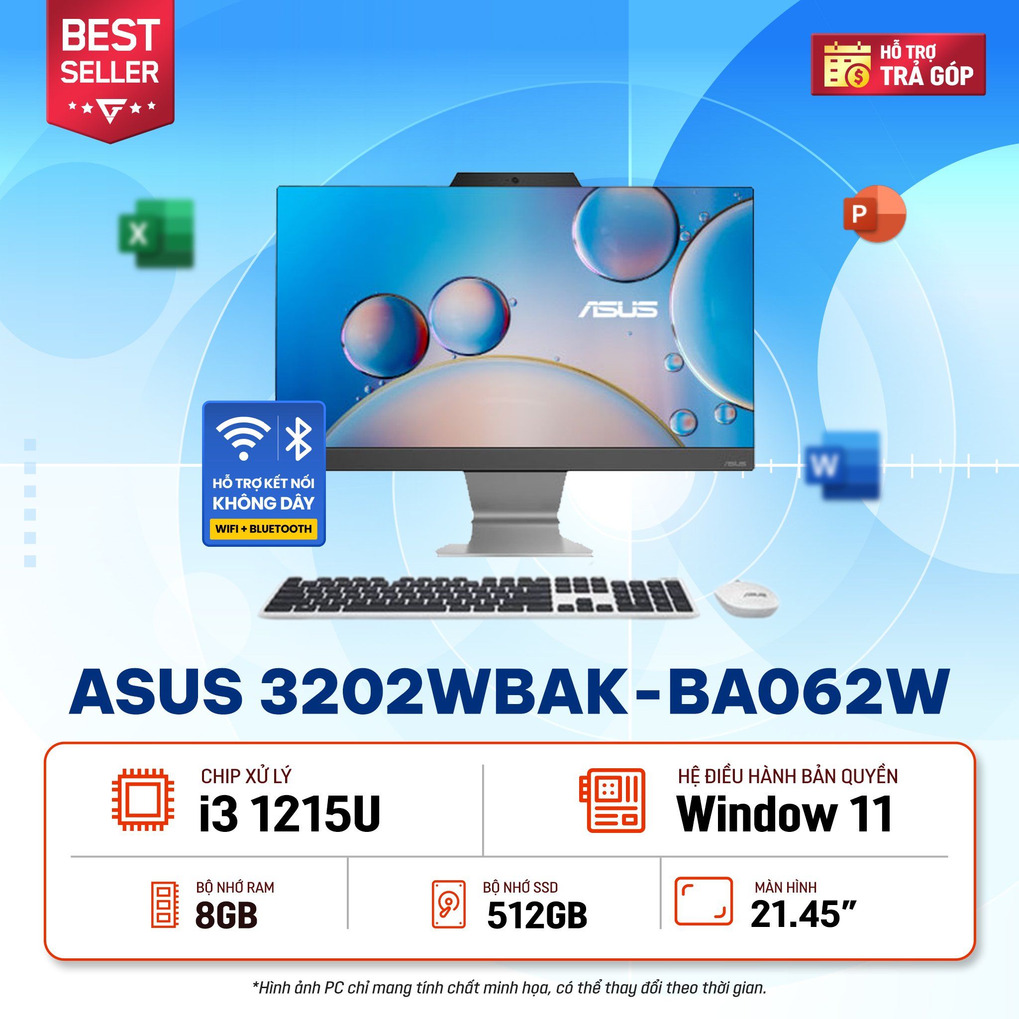 Máy Tính Để Bàn All In One Văn Phòng Asus A3202Wbak - Ba062W