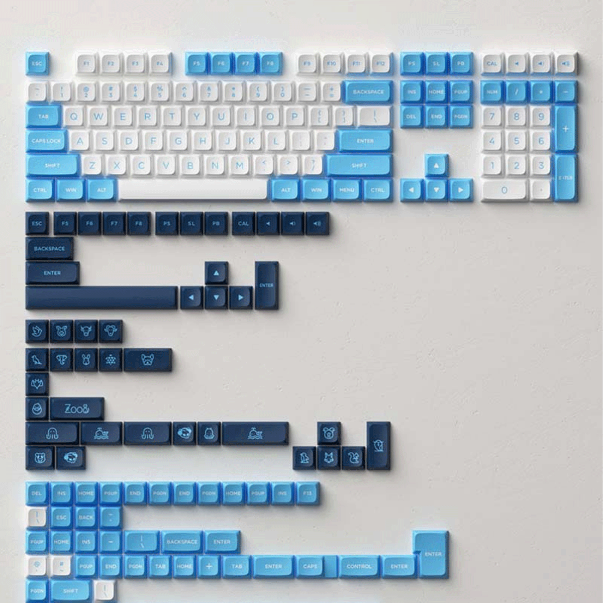 Akko Keycap Set – Unc Blue (Pbt Double - Shot / Mda Profile / 227 Nút)