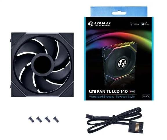 Quạt Máy Tính Lian Li TL120 LCD Single pack Black Reverse - 12RTLLCD1B (Màn hình LCD/Led vô cực/Đảo chiều)