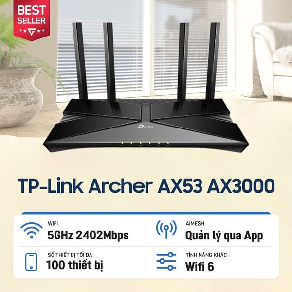  Bộ định tuyến WiFi 6 TP-Link Archer AX53 chuẩn AX3000 