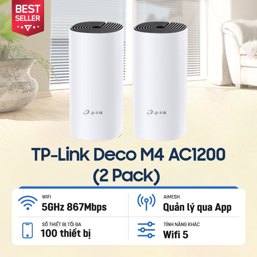Bộ Định Tuyến Mesh Wifi 5 Tp - Link Deco Deco M4 (2Pack) Chuẩn Ac1200