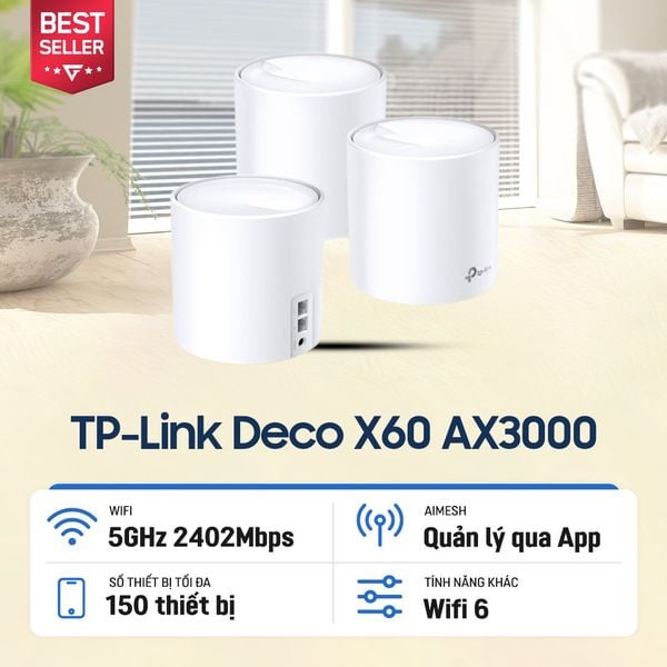  Bộ định tuyến MESH WiFi 6 TP-Link Deco X60 chuẩn AX3000 