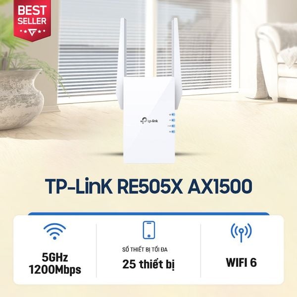 Bộ tiếp sóng WiFi 6 TP-Link RE505X chuẩn AX1500