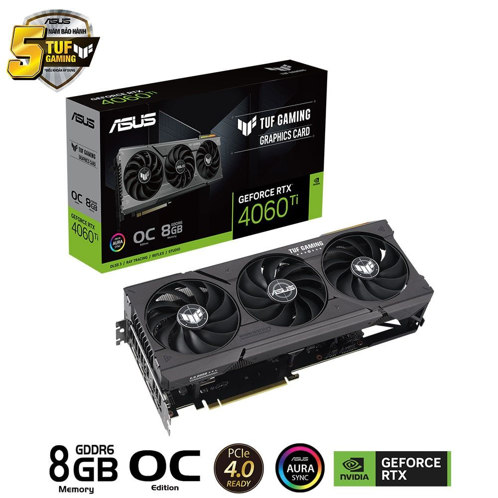 Card Màn Hình Asus Tuf Gaming Geforce Rtx 4060 Ti 8Gb Oc Edition (Tuf - Rtx4060Ti - O8G - Gaming)