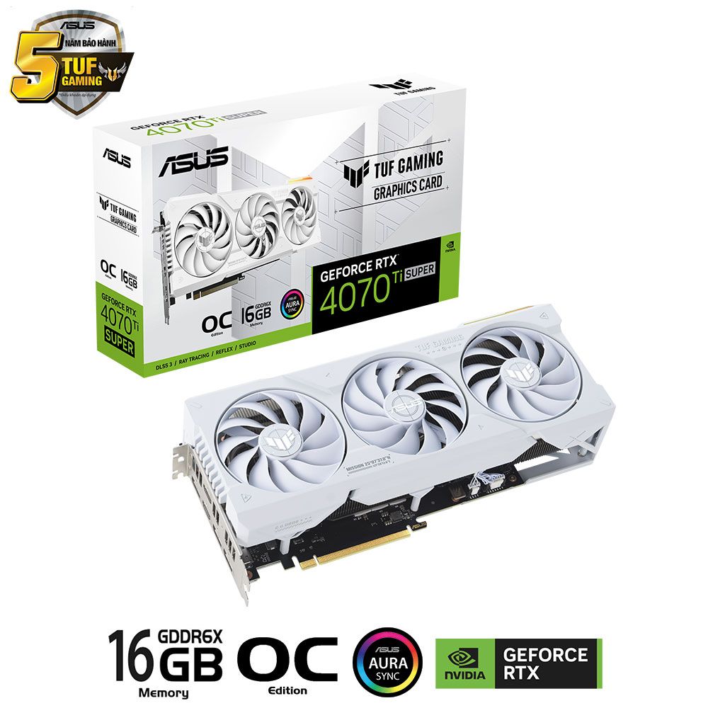 Card Màn Hình Asus Tuf Gaming Geforce Rtx 4070 Ti Super 16Gb Gddr6X White Oc Edition