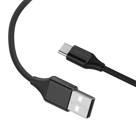  Cáp PISEN USB Type-C 2.4A braided 1200m(Anti-break) - TC14-1200 BLACK 