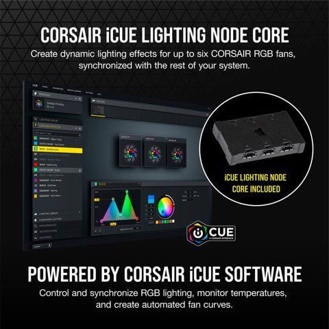  Bộ 2 quạt Corsair iCUE SP140 RGB Elite kèm Lighting Node CORE 