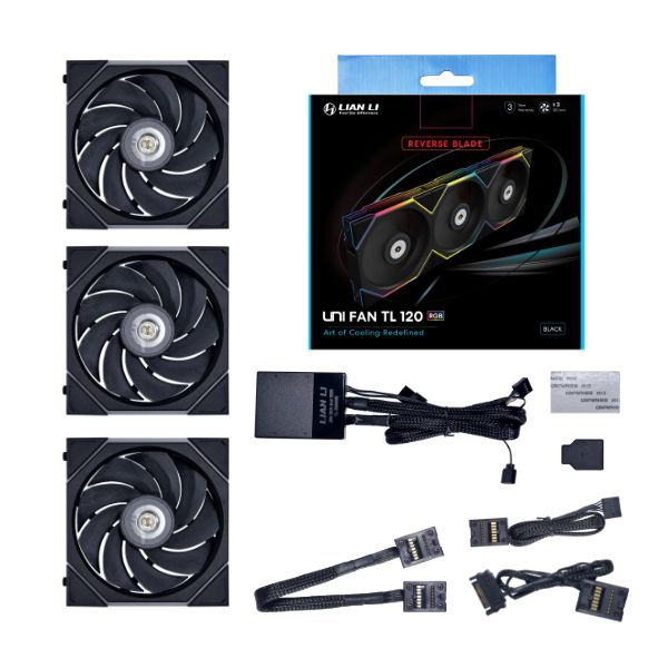 Quạt Máy Tính Lian Li TL120 LCD Triple pack Black Reverse - 12RTLLCD3B (Màn hình LCD/Led vô cực/Đảo chiều)