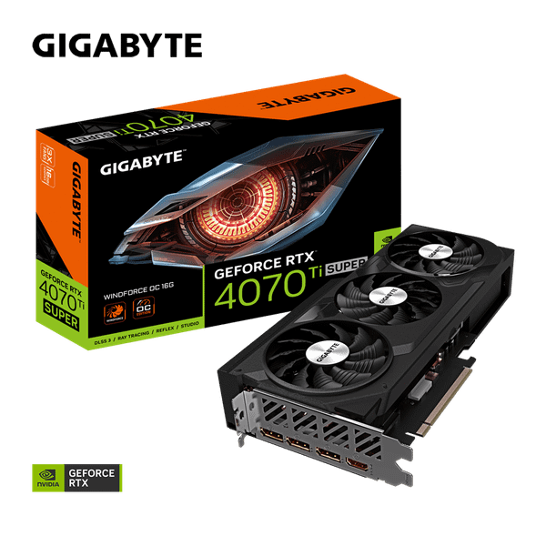 Card màn hình GIGABYTE GeForce RTX 4070 Ti SUPER WINDFORCE OC 16G (GV-N407TSWF3OC-16GD)