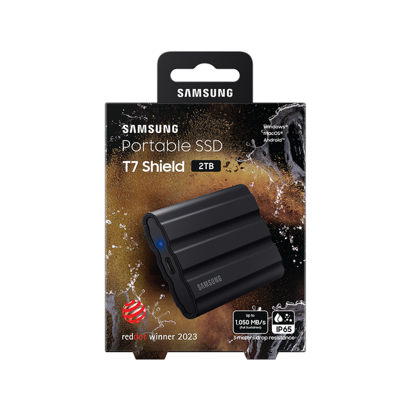Ổ cứng di dộng SSD SamSung T7 Portable SHIELD 2TB, 2.5 inch, USB TypeC 3.2, Đen (MU-PE2T0S/WW)