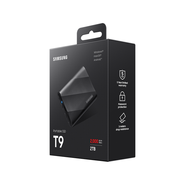  Ổ cứng di dộng SSD SamSung T9 Portable 2TB, 2.5 inch, USB TypeC 3.2, Đen (MU-PG2T0B/WW) 