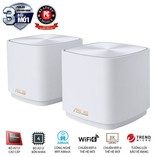  Bộ định tuyến MESH Asus ZenWiFi AX Mini XD4 (W-3-PK) chuẩn AX1800 