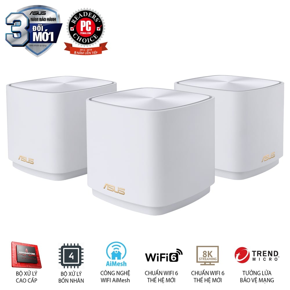 Bộ định tuyến MESH Asus ZenWiFi AX Mini XD4 (W-3-PK) chuẩn AX1800