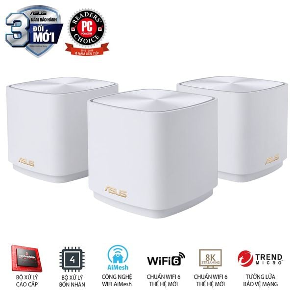  Bộ định tuyến MESH Asus ZenWiFi AX Mini XD4 (W-3-PK) chuẩn AX1800 