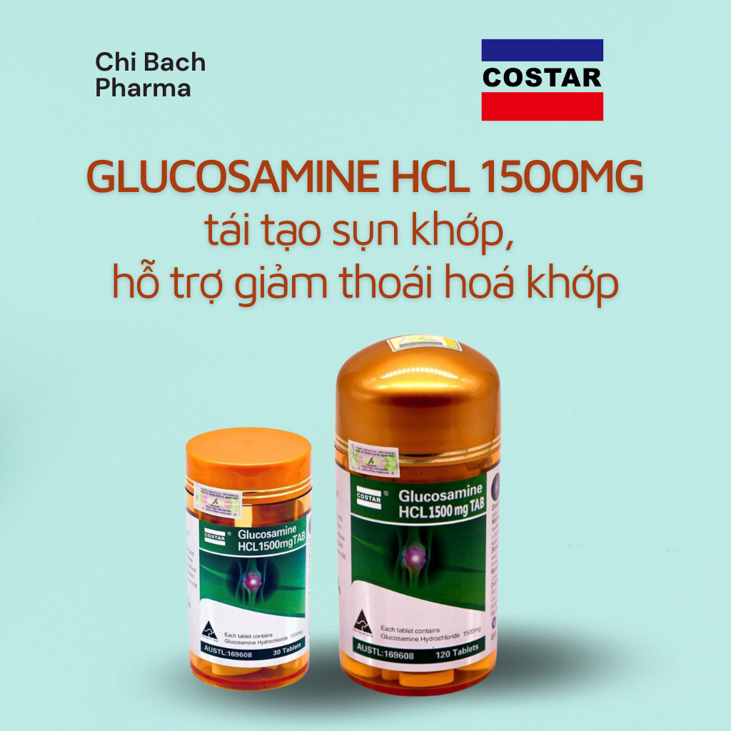 VIÊN UỐNG COSTAR GLUCOSAMINE HCL 1500MG, BỔ KHỚP CỦA COSTAR NHẬP KHẨU