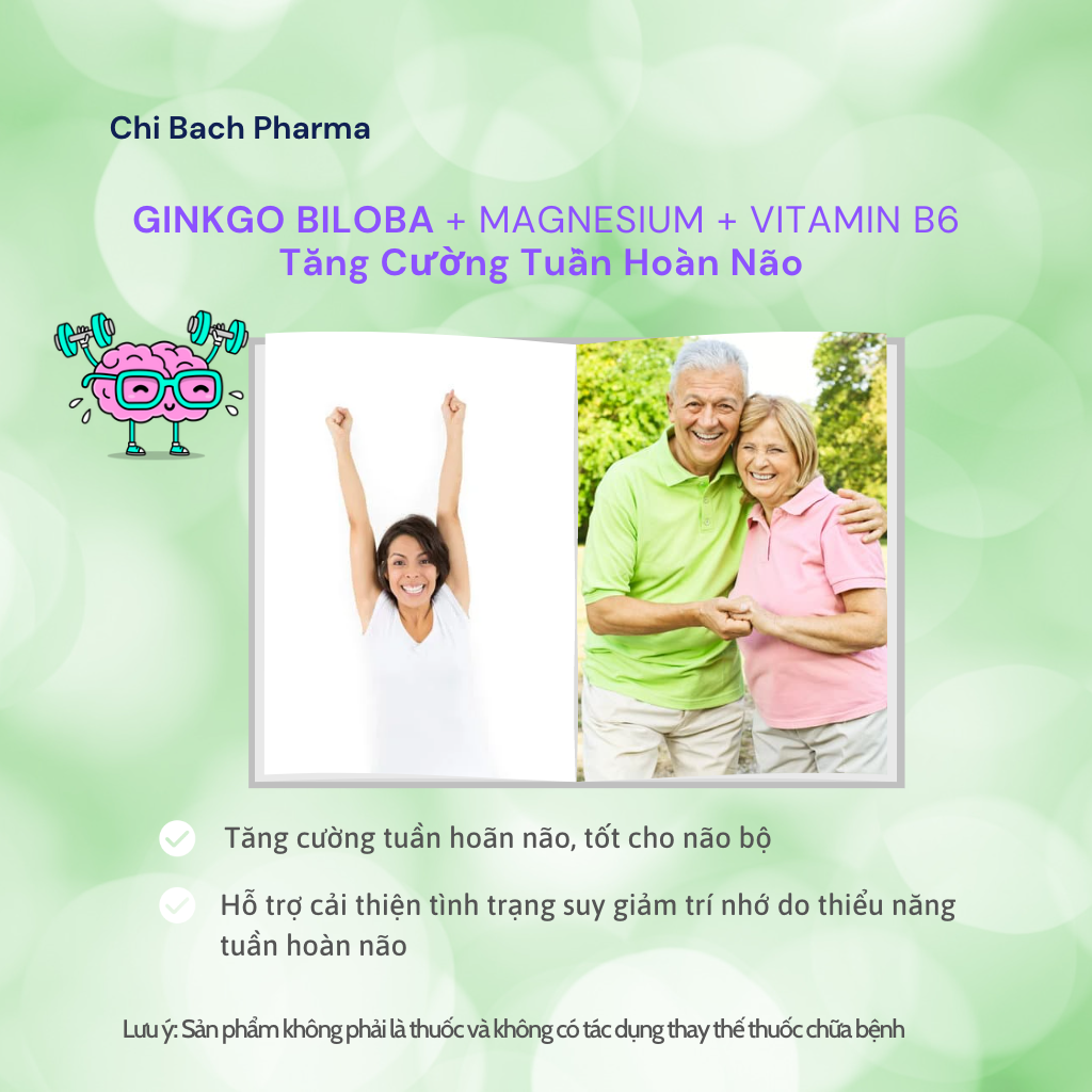 VIÊN UỐNG GINKGO BILOBA + MAGNESIUM + VITAMIN B6 TĂNG CƯỜNG TUẦN HOÀN