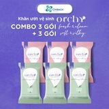  Khăn ướt vệ sinh phụ nữ Orchy, Combo 3 gói Soft & Silky - 3 gói Fresh & Clean 