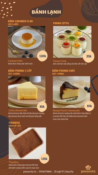 Menu bánh tươi mỗi ngày