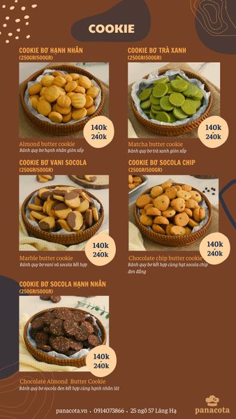 Menu bánh tươi mỗi ngày