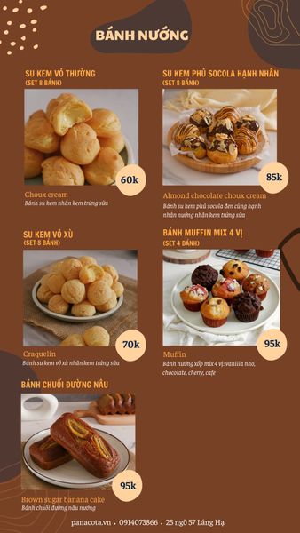 Menu bánh tươi mỗi ngày