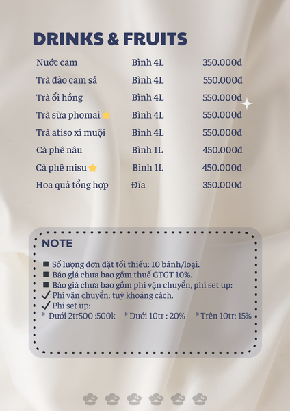 MENU TIỆC TRÀ TEABREAK