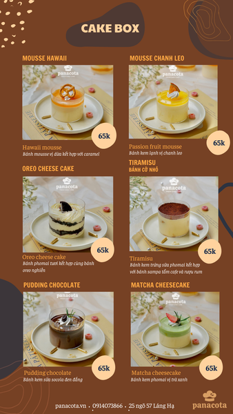 Menu bánh tươi mỗi ngày