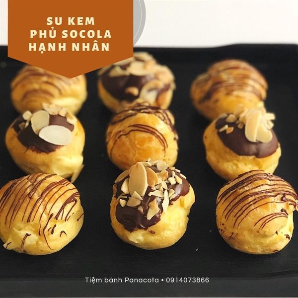 SU KEM PHỦ SOCOLA HẠNH NHÂN (8 Bánh)