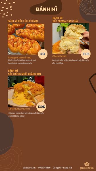 Menu bánh tươi mỗi ngày