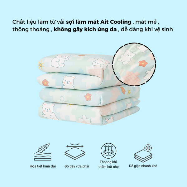  Chăn Lạnh ICOOL Hình gấu - Mát lạnh mùa hè - NGỌC HẠNH ICOOL 