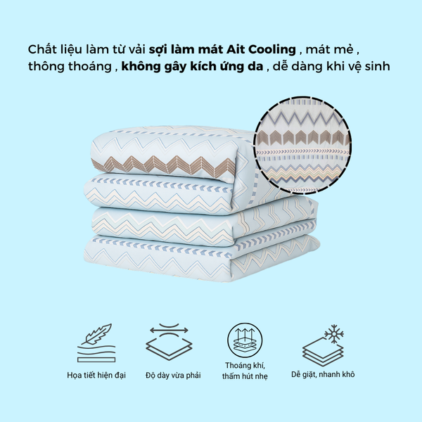  Chăn Lạnh ICOOL họa tiết  - Mát lạnh mùa hè - NGỌC HẠNH ICOOL 