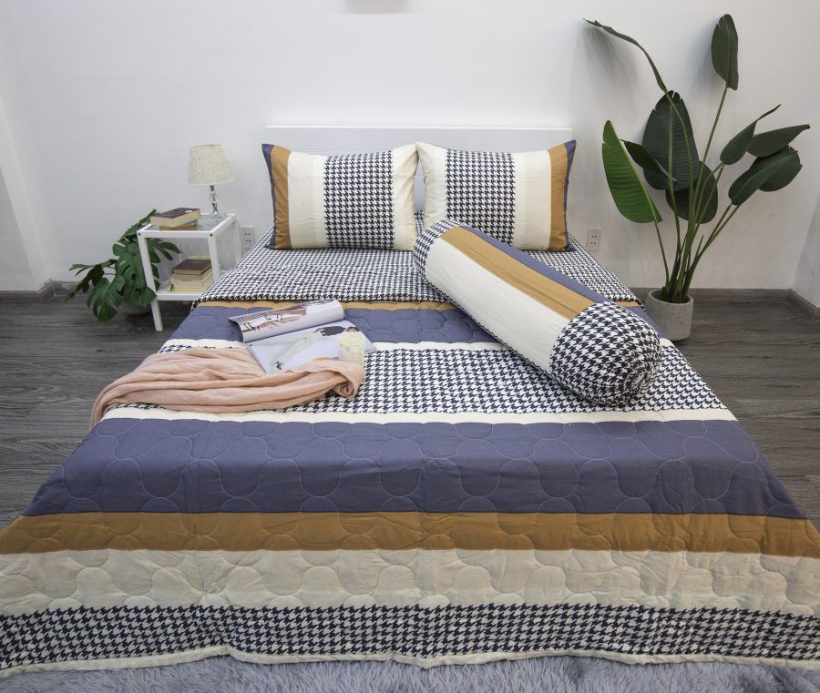  BỘ COTTON CM SỌC XANH ĐẬM NÂU 