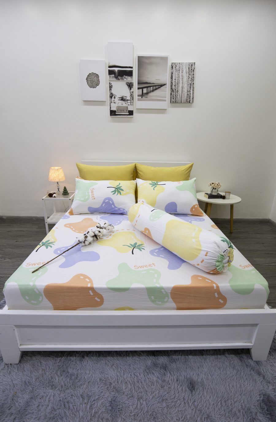 BỘ DRAP GIƯỜNG COTTON CM MẢNH GHÉP SWEET nệm 5cm 10cm 15cm - NGỌC HẠNH BEDDING 