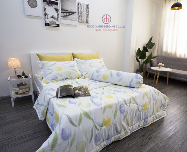 BỘ CHĂN GA TENCEL SILKY NỤ HOA TRẮNG - NGỌC HẠNH BEDDING