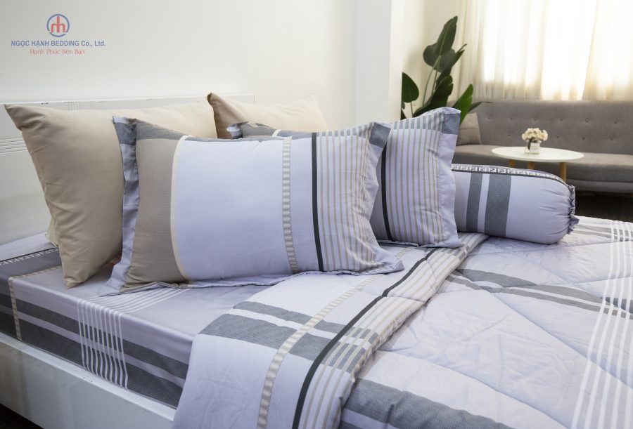  BỘ TENCEL SILKY CARO XANH XÁM 