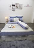  Bộ Drap Giường tencel lụa 80s Kẻ Sọc Xám Xanh 