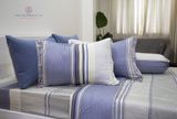  Bộ Drap Giường tencel lụa 80s Kẻ Sọc Xám Xanh 