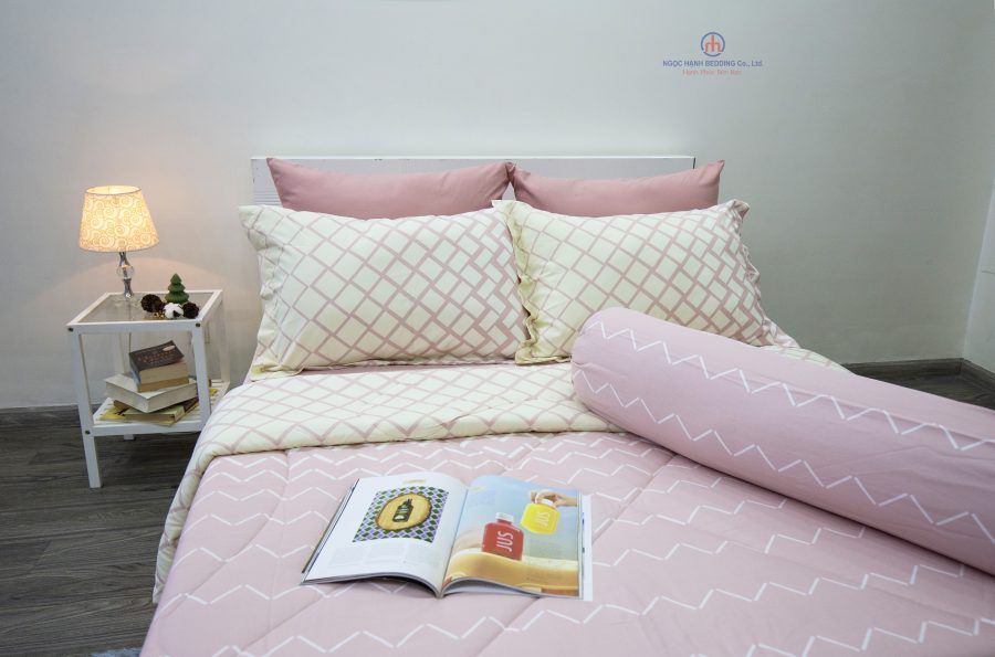  BỘ DRAP GIƯỜNG TENCEL SILKY HỒNG GỢN SÓNG - NGỌC HẠNH BEDDING 